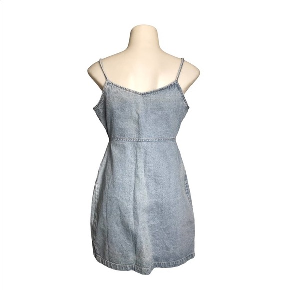 Nasty Gal | Spaghetti Strap Button Down Denim Mini Dress Jean Dress - Picture 7 of 9